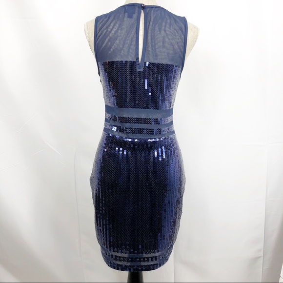 2b Bebe | Navy Blue Sleeveless Sequin Dress - Picture 7 of 8